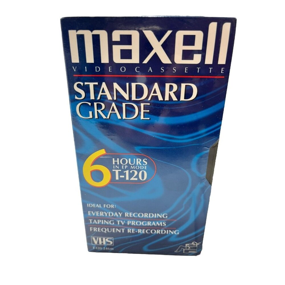Maxell T-120 Standard Grade Videocassette 6 Hours Recording VHS